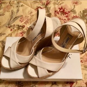 Jimmy Choo off white patent leather sandals